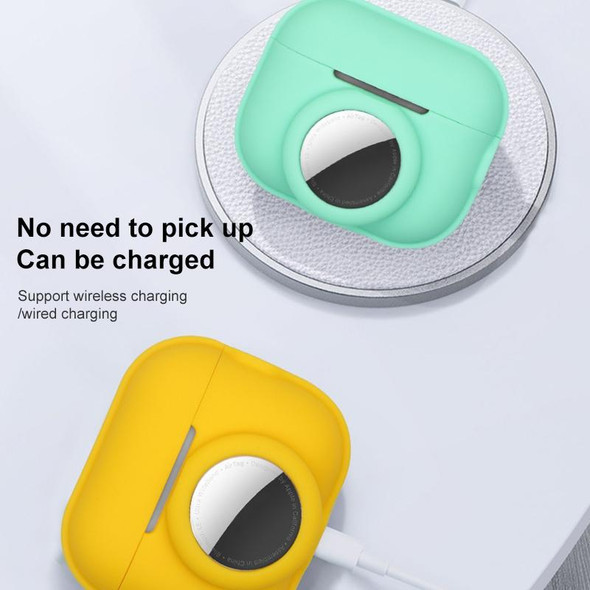For AirPods Pro 2 / AirTag 2 in 1 Shockproof Full Coverage Silicone Protective Case(Yellow)