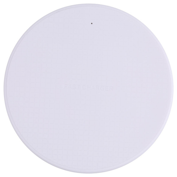 10W QI Plaid Pattern Round Plastic Wireless Charger (White)