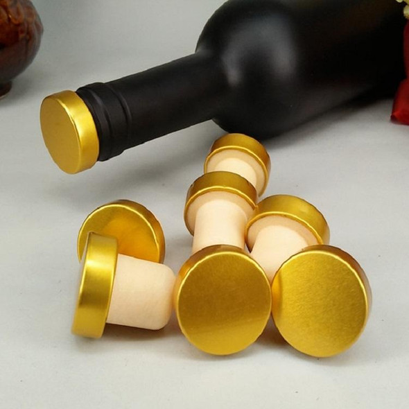 2 PCS Polymer Wine Stopper Cork Oak Stoppers with Metal Iron Cover, Color:Golden