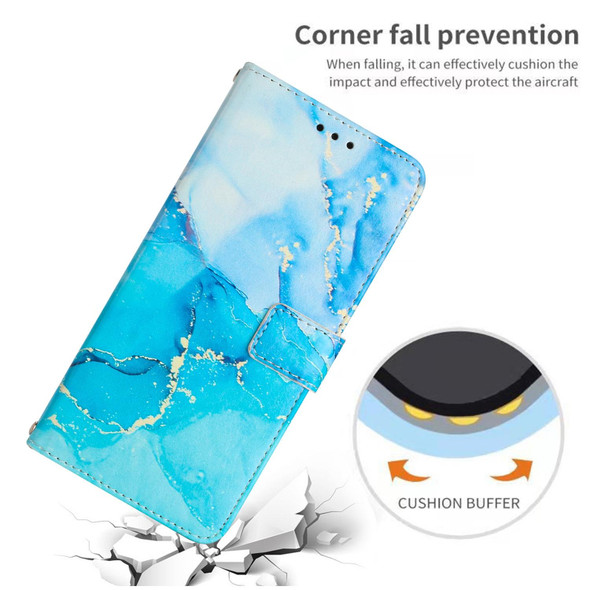 For Motorola Moto G Stylus 5G 2022 Crossbody Painted Marble Pattern Leatherette Phone Case(Blue Green)