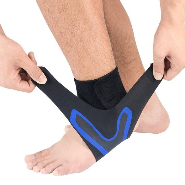 2 PCS Sports Compression Anti-Sprain Ankle Guard Outdoor Basketball Football Climbing Protective Gear, Specification: S, Right Foot (Black Blue)