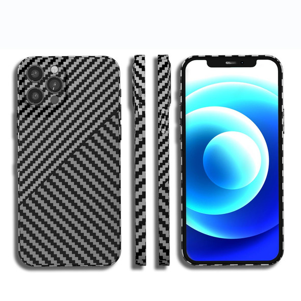 For iPhone 13 Carbon Fiber Texture PC Phone Case(Black Grey)