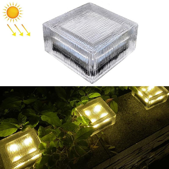 Solar Buried Lamp Vertical Striped Ice Square Grass Garden Decoration Waterproof Light(Warm Light)