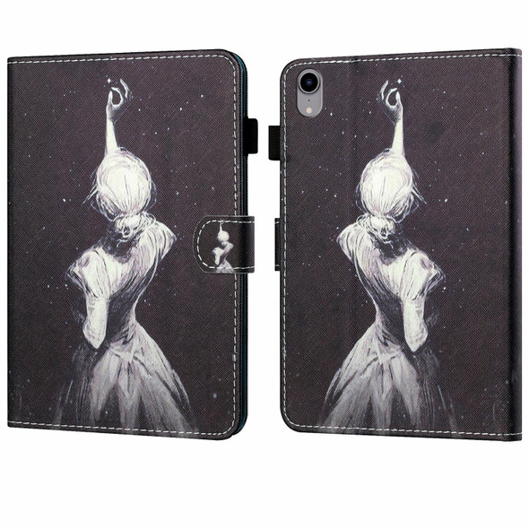 For iPad 10th Gen 10.9 2022 Coloured Drawing Stitching Smart Leatherette Tablet Case(Girl)