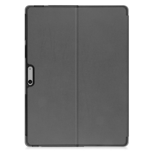 For Microsoft Surface Pro 9 JUNSUNMAY Custer Solid Color 3-Fold Stand Leatherette Tablet Case(Grey)