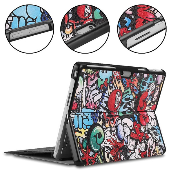 For Microsoft Surface Pro 9 JUNSUNMAY Custer Painted Stand Leatherette Tablet Case(Graffiti)