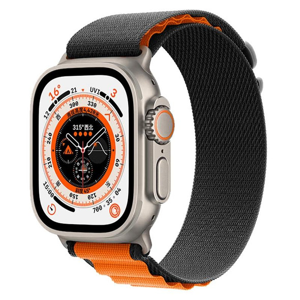 For Apple Watch Ultra 49mm Nylon Watch Band (Black+Orange)
