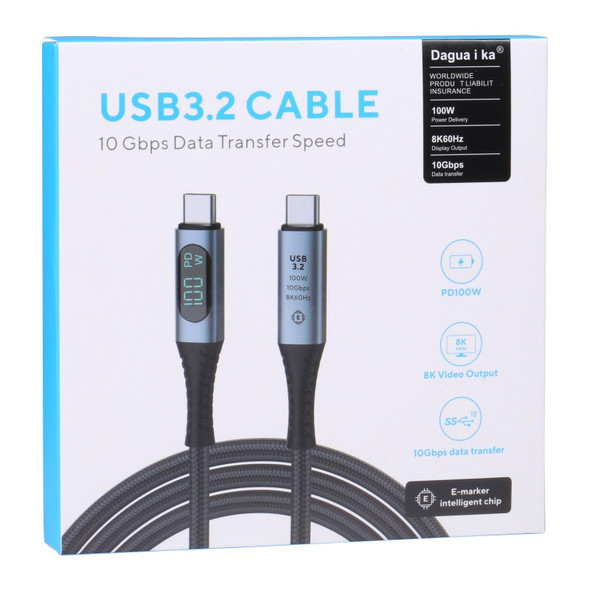 10Gbps 8K USB-C/Type-C to USB-C/Type-C Digital Video Cable Compatible with USB 3.2, Length: 1m (Black)