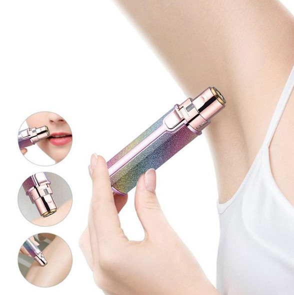 2 In 1  Electric Shaver Lady Eyebrow Trimmer Lipstick Automatic Facial Hair Removal Device, Style: Dry Battery