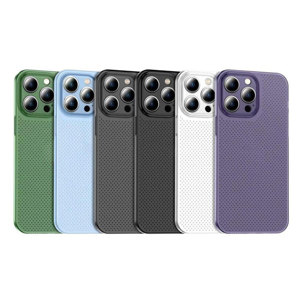 For iPhone 14 Pro Honeycomb Hollow Heat Dissipation Phone Case(Grey)