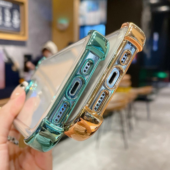 For iPhone 14 Electroplating Four-corner Shockproof Space Phone Case(Green)