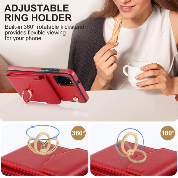 For Samsung Galaxy S20 Ring Holder RFID Card Slot Phone Case(Red)