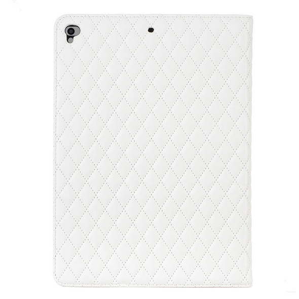 For iPad 8 / 7 / 6 / 5 9.7 inch Elegant Rhombic Texture Horizontal Flip Leatherette Tablet Case(White)