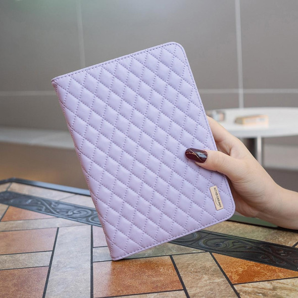 For iPad mini 6 Elegant Rhombic Texture Horizontal Flip Leatherette Tablet Case(Purple)