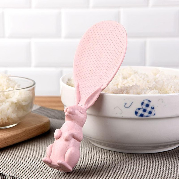 Wheat Straw Rabbit Shape Non Stick Rice Grain Household Rice Cooker Rice Spoon(Pink)