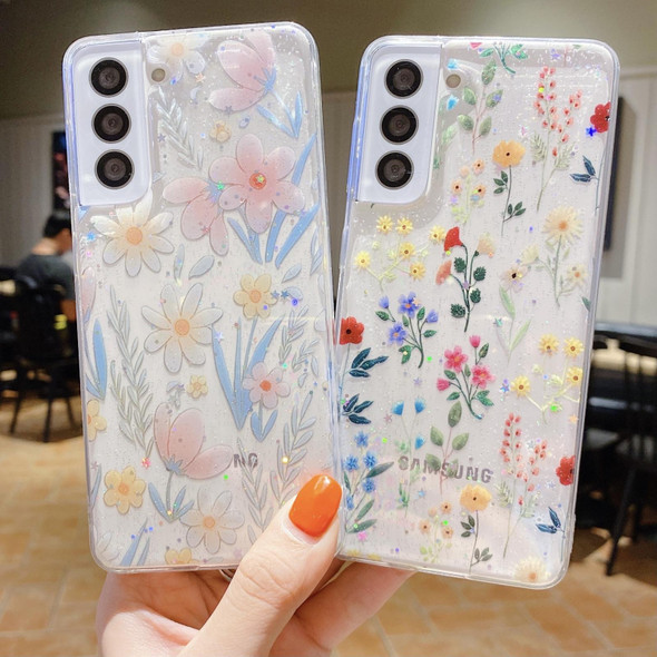 For Samsung Galaxy S21 Ultra 5G Fresh Small Floral Epoxy TPU Phone Case(Hand-painted Flowers 2)