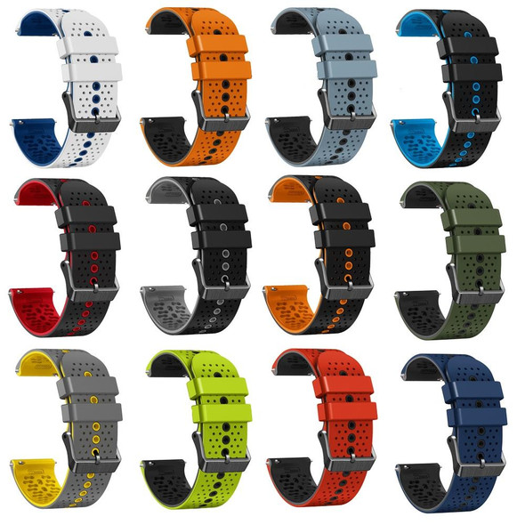 For Xiaomi Haylou RT2 LS10 22mm Perforated Two-Color Silicone Watch Band(Orange+Black)