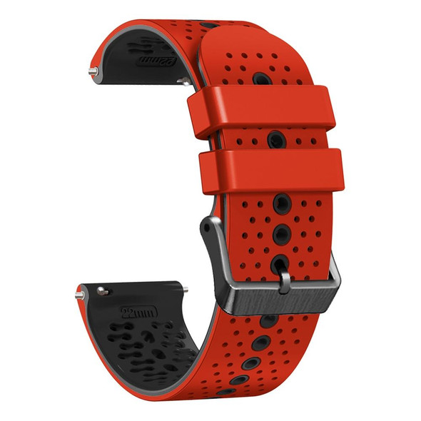 For Xiaomi MI Watch S1 Active 22mm Perforated Two-Color Silicone Watch Band(Red+Black)