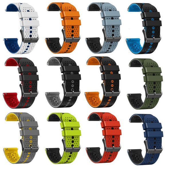 For Xiaomi Haylou RT2 LS10 22mm Perforated Two-Color Silicone Watch Band(Blue+Black)