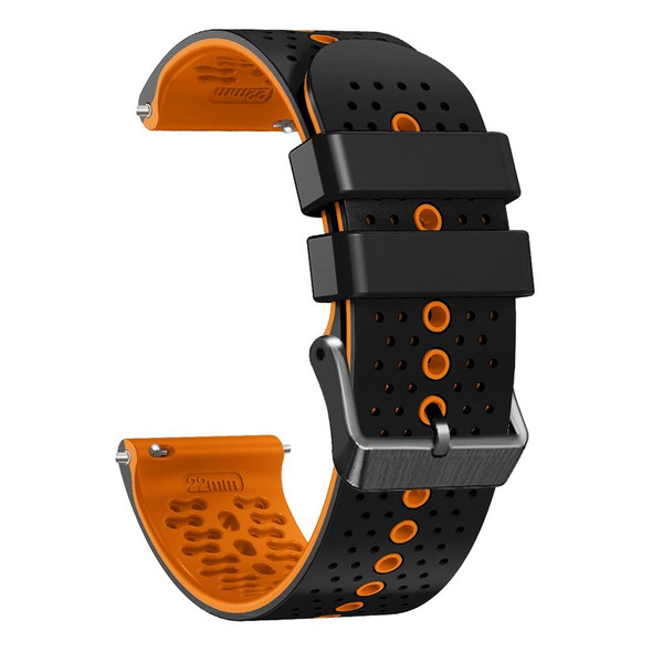 For Xiaomi Haylou RT2 LS10 22mm Perforated Two-Color Silicone Watch Band(Black+Orange)