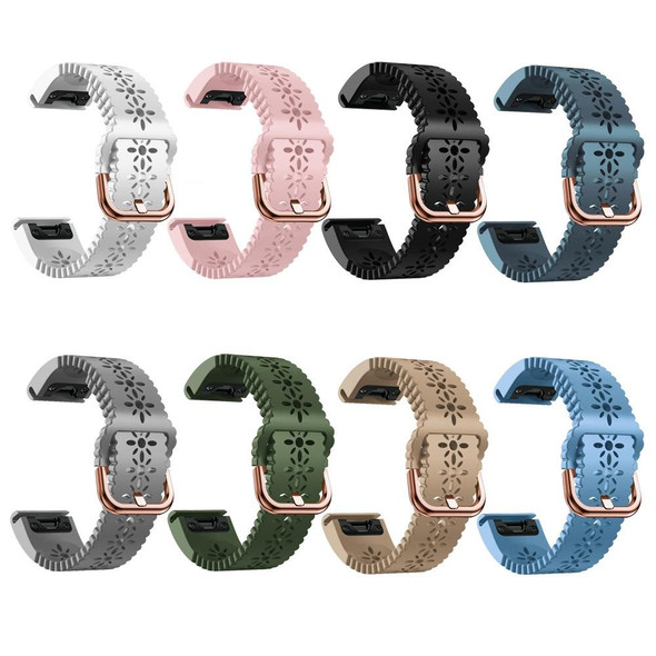 For Garmin Fenix 6S 20mm Lady's Silicone Watch Band With Lace Punch(Army Green)