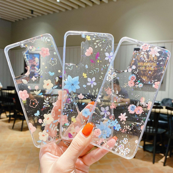 For Samsung Galaxy S21 FE 5G Fresh Small Floral Epoxy TPU Phone Case(Blue Flowers 5)