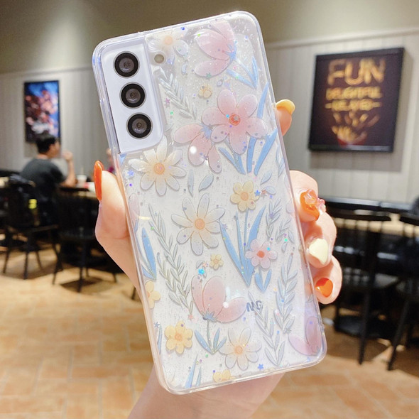 For Samsung Galaxy A02s EU Version Fresh Small Floral Epoxy TPU Phone Case(Pink Flowers 3)