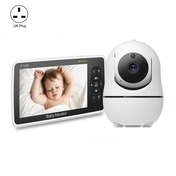 SM50 5 inch Baby Monitor 360-Degree Rotating Wireless Camera Night Vision Intercom Lullaby Monitor(UK Plug)