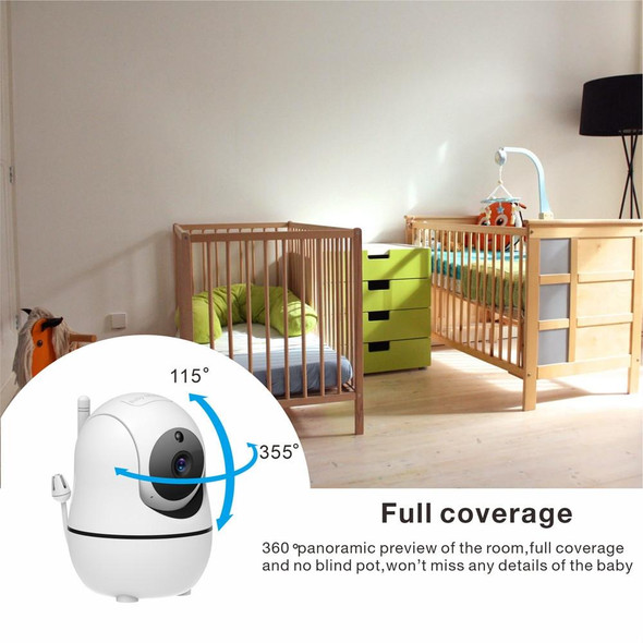 SM50 5 inch Baby Monitor 360-Degree Rotating Wireless Camera Night Vision Intercom Lullaby Monitor(UK Plug)