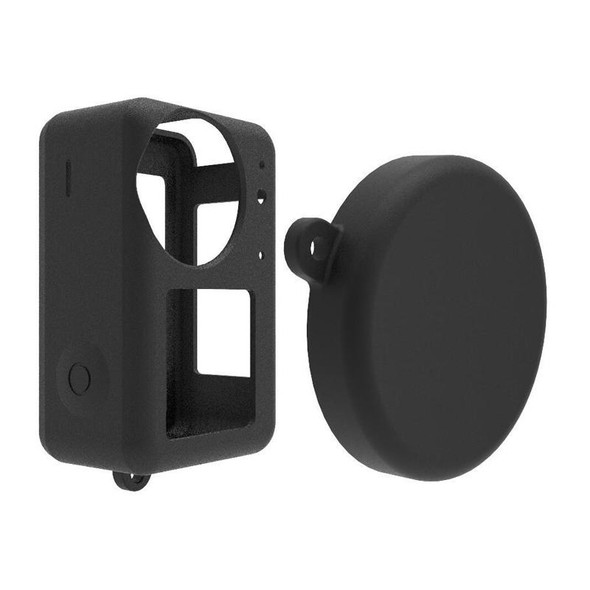 For DJI Osmo Action 3 Silicone Protective Case Lens Cap(Black)