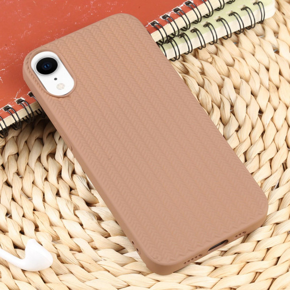 For iPhone XR Weave Texture Silicone Phone Case(Brown)