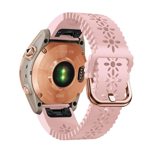 For Garmin Fenix 7S / 6S / 5S Quick Release Lace Silicone Watch Band(Pink)