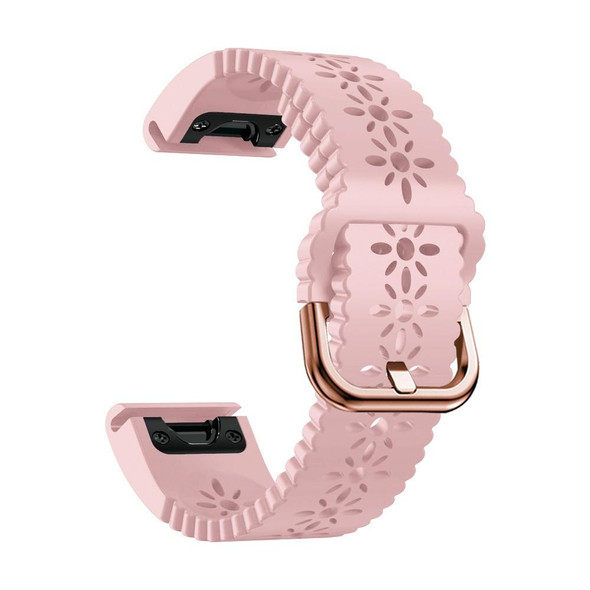 For Garmin Fenix 7S / 6S / 5S Quick Release Lace Silicone Watch Band(Pink)