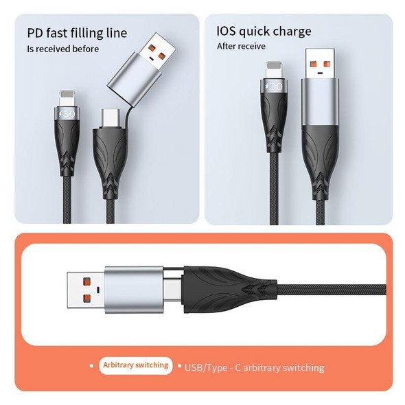 ADC-008 2 in 1 PD 30W USB/Type-C to 8 Pin Fast Charge Data Cable, Length: 1m