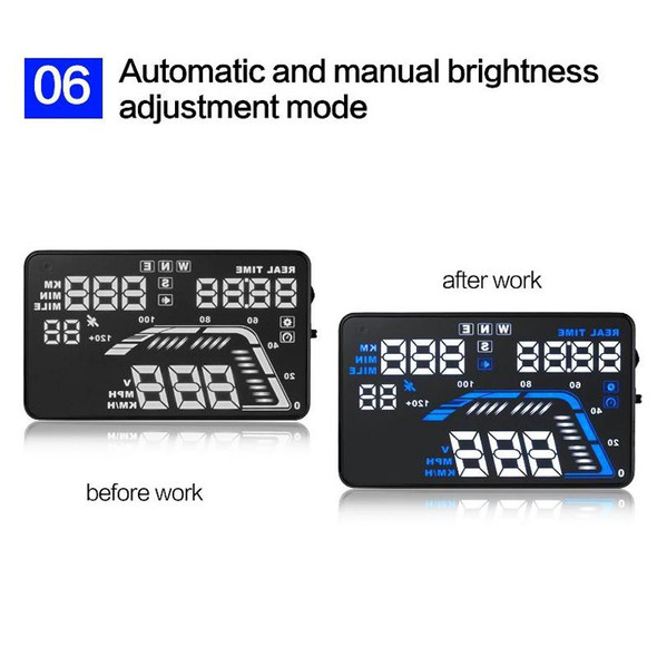 Q7 5.5 inch Car GPS HUD Vehicle-mounted Head Up Display Security System, Support Speed & Real Time & Altitude & Over Speed Alarm & Satellite Number, etc.