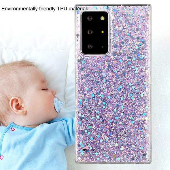For Samsung Galaxy A41 Glitter Sequins Epoxy TPU Phone Case(Purple)