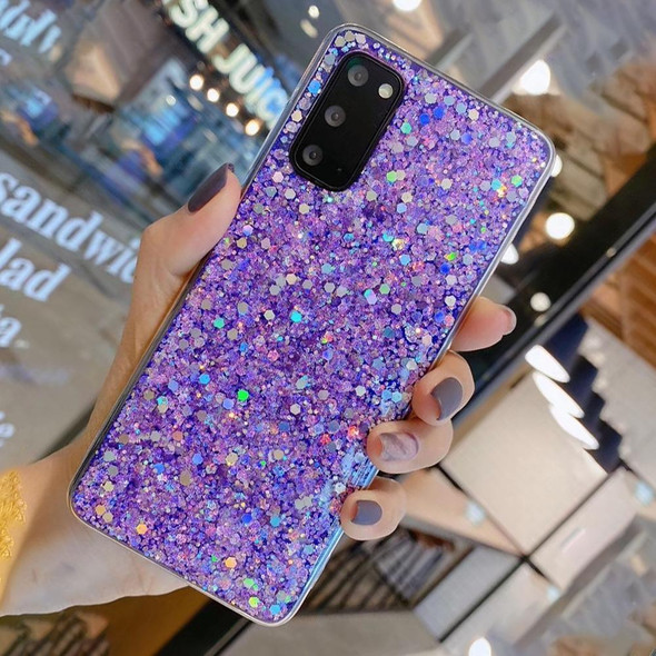 For Samsung Galaxy S20+ Glitter Sequins Epoxy TPU Phone Case(Purple)