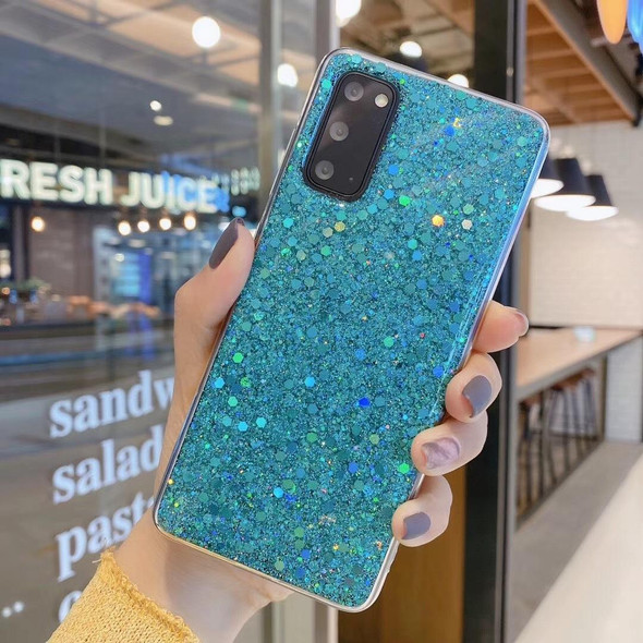 For Samsung Galaxy A40 Glitter Sequins Epoxy TPU Phone Case(Green)