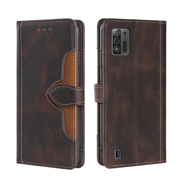 For ZTE Blade A52 Lite Skin Feel Magnetic Buckle Leather Phone Case(Brown)