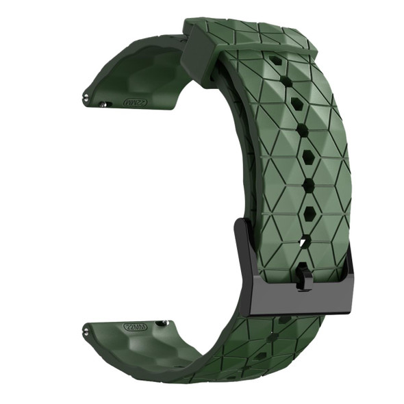 For Samsung  Galaxy Watch 4 Classic 42mm 20mm Football Pattern Solid Color Silicone Watch Band(Army Green)