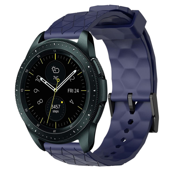 For Samsung Galaxy Watch 42mm 20mm Football Pattern Solid Color Silicone Watch Band(Navy Blue)