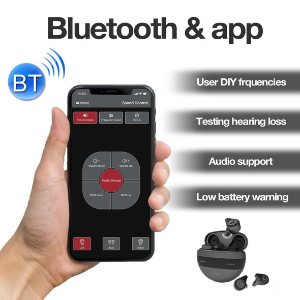 MELING D930 Bluetooth Elderly Hearing Aid Sound Amplifier With APP Adjustment(Black)