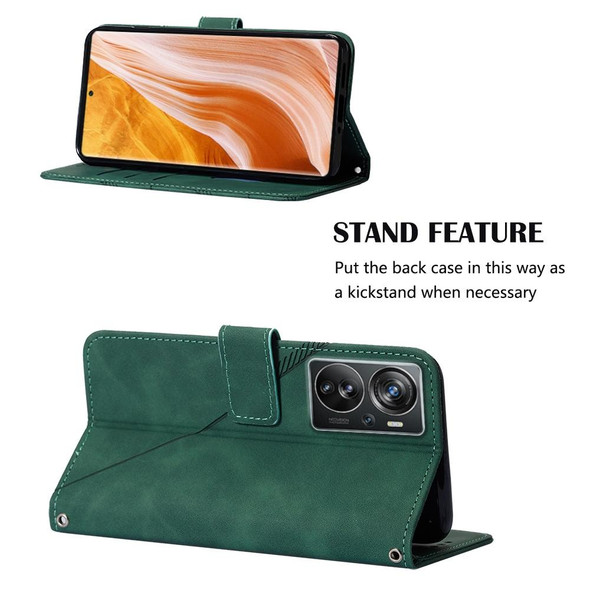 For ZTE Axon 40 Pro Crossbody 3D Embossed Flip Leather Phone Case(Dark Green)