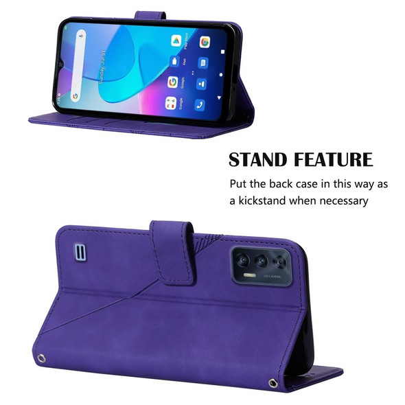 For Oukitel C31 Crossbody 3D Embossed Flip Leatherette Phone Case(Purple)