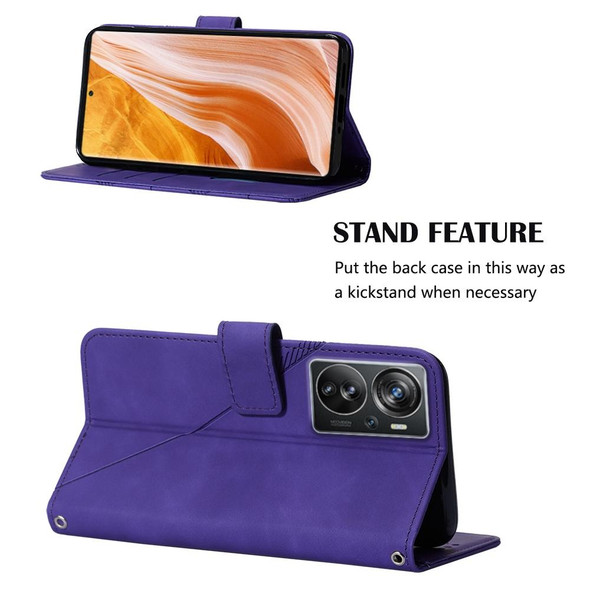 For ZTE Axon 40 Pro Crossbody 3D Embossed Flip Leather Phone Case(Purple)