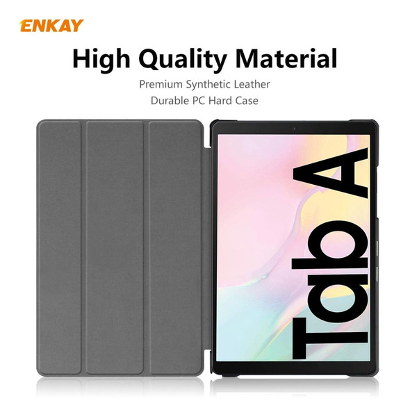 ENKAY ENK-8009 For Samsung Galaxy Tab A7 10.4 T500 / T505 2020 / 2022 PU Leatherette + Plastic Smart Case with Three-folding Holder(Black)