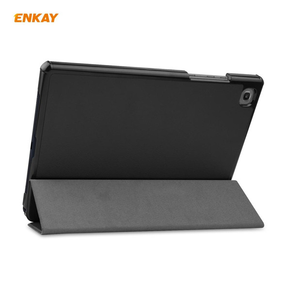 ENKAY ENK-8009 For Samsung Galaxy Tab A7 10.4 T500 / T505 2020 / 2022 PU Leatherette + Plastic Smart Case with Three-folding Holder(Black)