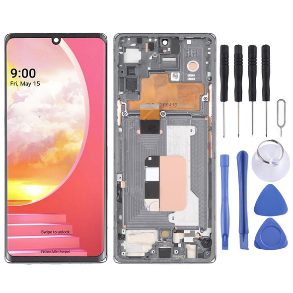 LCD Screen and Digitizer Full Assembly with Frame for LG Velvet 5G LM-G900N LM-G900EM LM-G900 LM-G900TM(Silver)