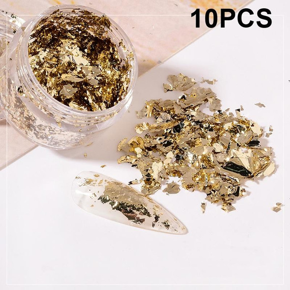 10 PCS K Gold Tin Foil Nail Decoration Nail Polish Adhesive Sticker(04 Light Gold)