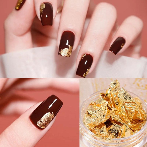 10 PCS K Gold Tin Foil Nail Decoration Nail Polish Adhesive Sticker(04 Light Gold)